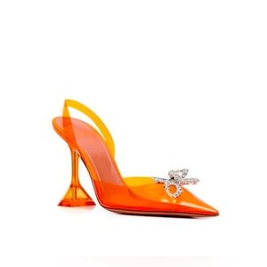 Amina Muaddi- orange/crystal white and leather.
Made in Italy - size : 41